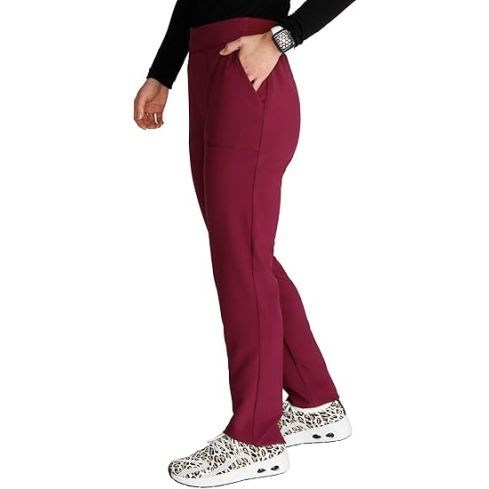 Cherokee Women's Pull-on Cargo Scrub Pant Mid Rise Tapered Leg with 4 Pockets