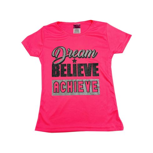 Dream Believe Print Shot Sleeve Top