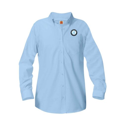 Embroidered Long Sleeve Oxford Blouse