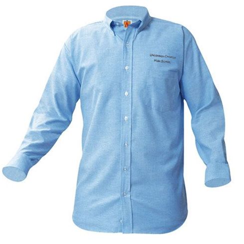 Embroidered School Uniform Boys Long Sleeve Oxford Shirt