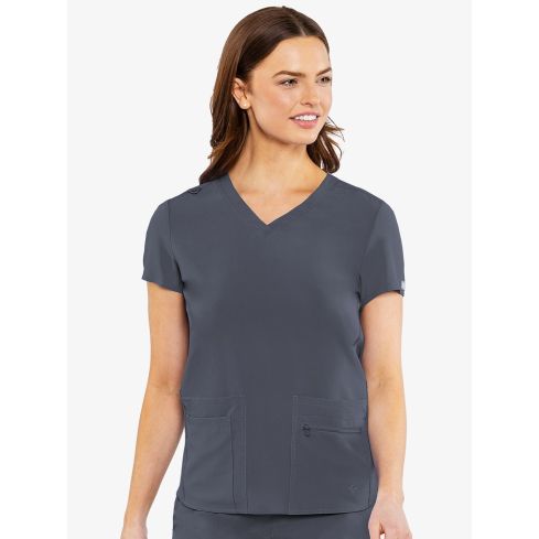 Med Couture Women's Energy Knit Back Scrub Top