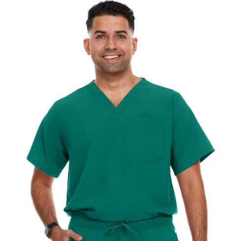 Hey Collection Men's Scrubs Stretch V-Neck Scrub Top with 2 Chest Pocket