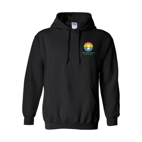 Printed Black 8 oz. NuBlend Fleece Pullover Hood Sweatshirt (Love is Love Design)