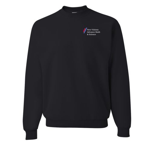 Printed Black Fleece Crew Sweatshirt