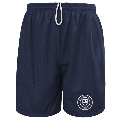 Printed Navy 8 Inch Poly Mini-Mesh Fitness Short