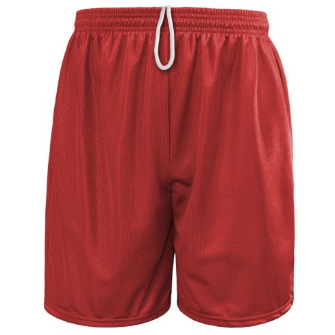 Printed Red 8 Inch Poly Mini-Mesh Fitness Short