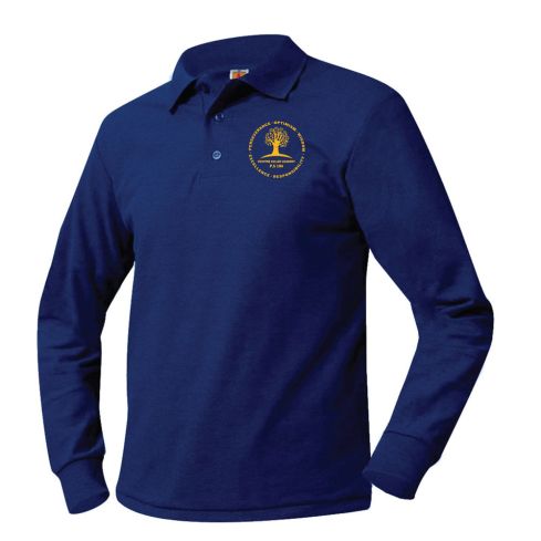 Printed School Uniform Unisex Long Sleeve Pique Polo