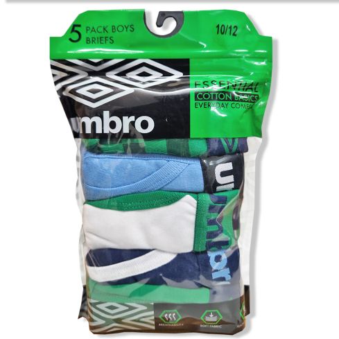 Umbro Boys Essential Cotton Basics Everyday Comfort Briefs (5 Pack)