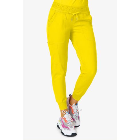 Zavate Ava Therese Women's 6-Pocket STRETCH Smile Face Elastic Waistband Cargo Jogger Scrub Pants