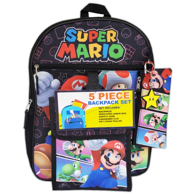 BiBioworld Boys Super Mario Pc Backpack Set